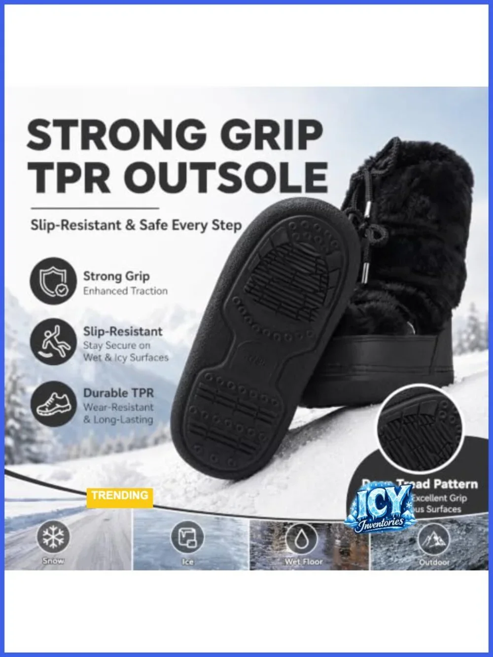 Women's Faux Fur Snow Boots - Water Resistant Anti-Slip Mid-Calf Lace-Up Winter